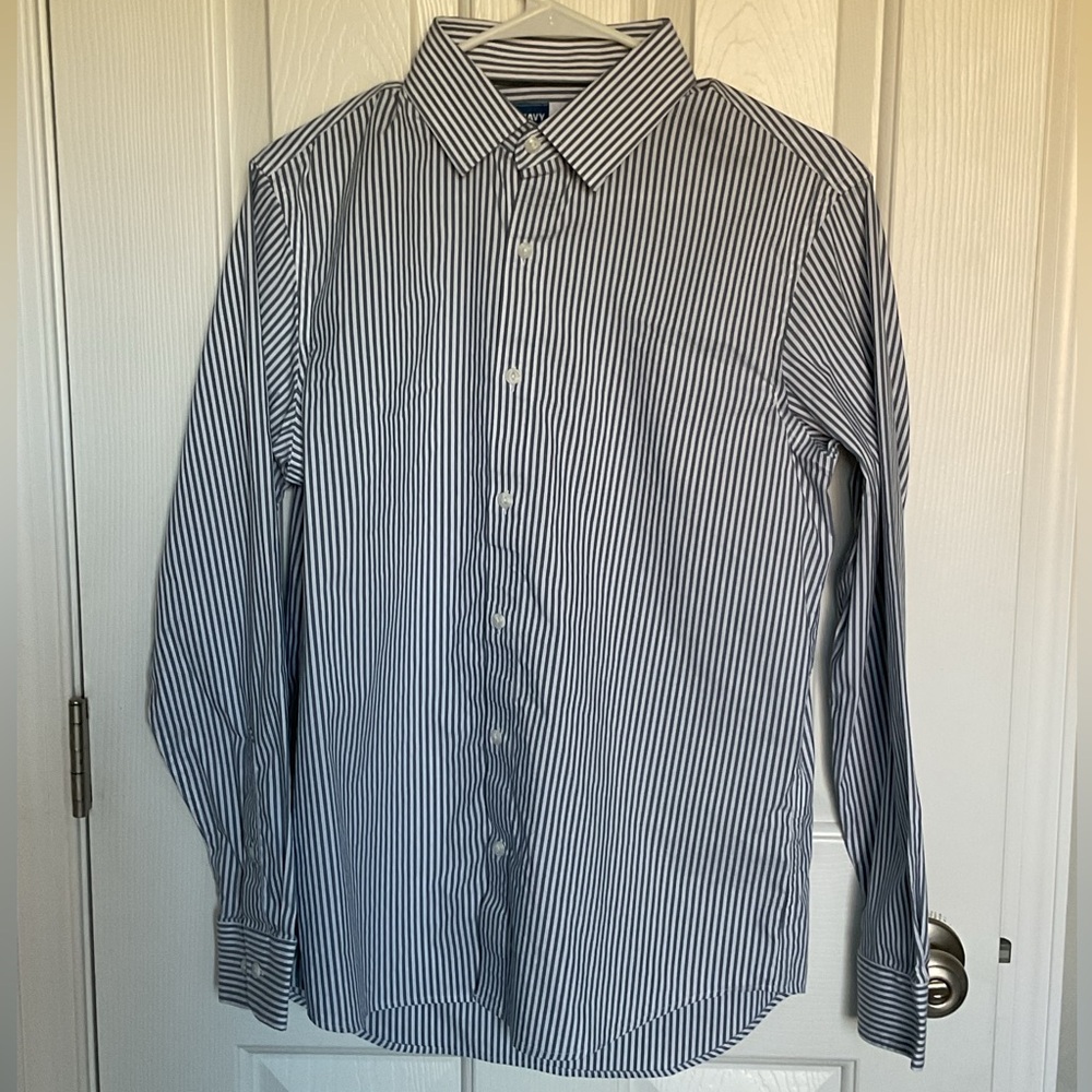 Old Navy Men's Blue Striped Dress Shirt